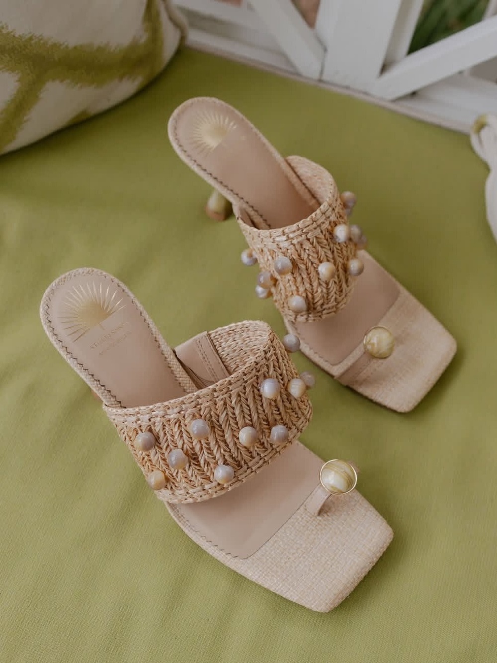 Antonio Melani x Style by Simkins Hudson Woven Raffia Toe Thong Mule Sandals